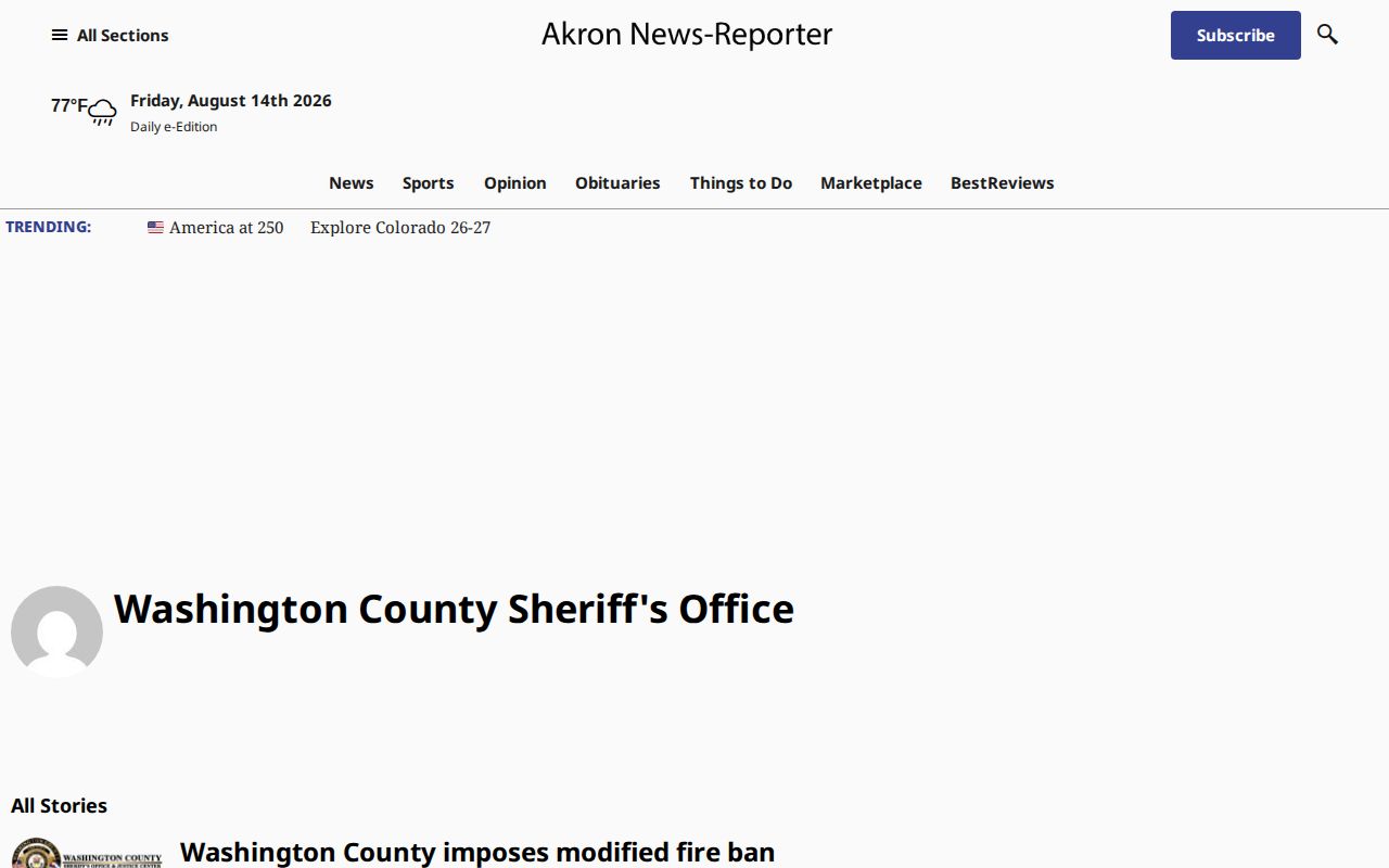 Washington County Colorado Sheriff crime news author archive